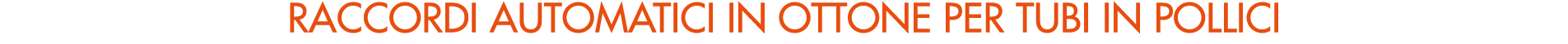 RACCORDI AUTOMATICI IN OTTONE per tubi in pollici